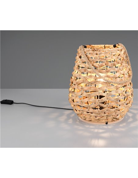 Lámpara de sobremesa fibra natural JEAN con asa para colgar bombilla excl. 1x E27 max. 40W IP20