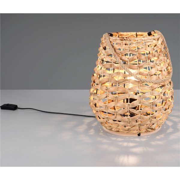Lámpara de sobremesa fibra natural JEAN con asa para colgar bombilla excl. 1x E27 max. 40W IP20