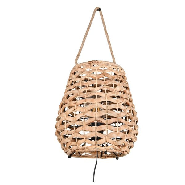 Lámpara de sobremesa fibra natural JEAN con asa para colgar bombilla excl. 1x E27 max. 40W IP20