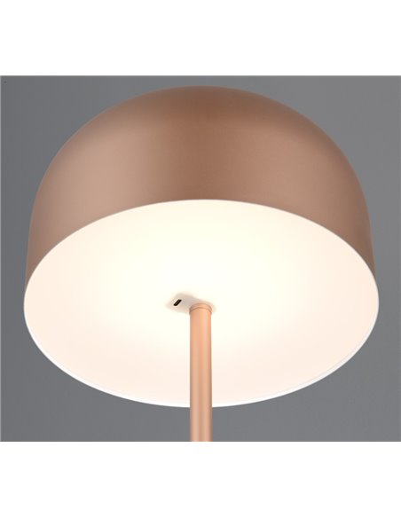 Lámpara de pie LED estilo seta JEFF función táctil y batería recargable USB 2,5W 1x 250lm, 3000K IP20 Marrón