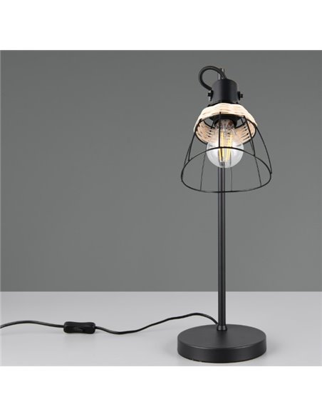 Lámpara de mesa rejilla JEROME detalle rattan bombilla excl. 1x E27 max. 10W IP20