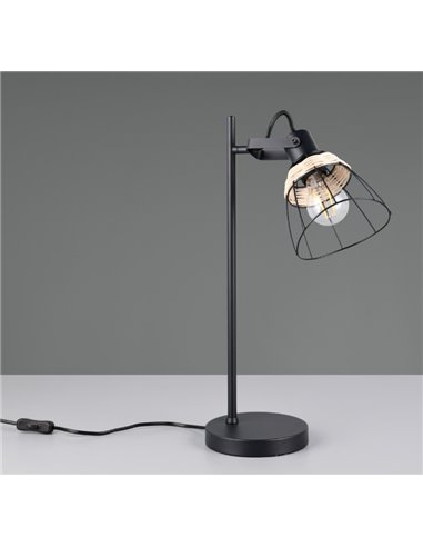 Lámpara de mesa rejilla JEROME detalle rattan bombilla excl. 1x E27 max. 10W IP20