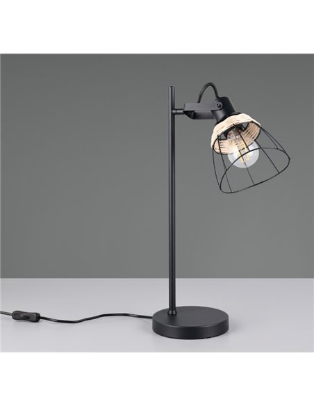 Luminária de mesa JEROME grid com detalhes em vime, lâmpada excl. 1x E27 máx. 10 W IP20