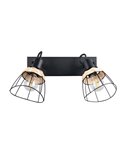 Regleta de techo JEROME con 2 focos de rejilla y rattán bombilla excl. 2x E27 max. 10W IP20