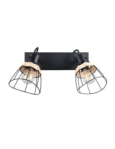 Luminária de teto JEROME com 2 grades e holofotes de vime, lâmpada excl. 2x E27 máx. 10 W IP20