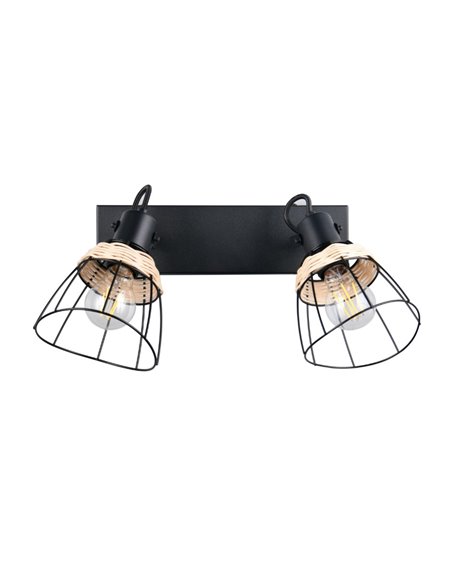 Luminária de teto JEROME com 2 grades e holofotes de vime, lâmpada excl. 2x E27 máx. 10 W IP20