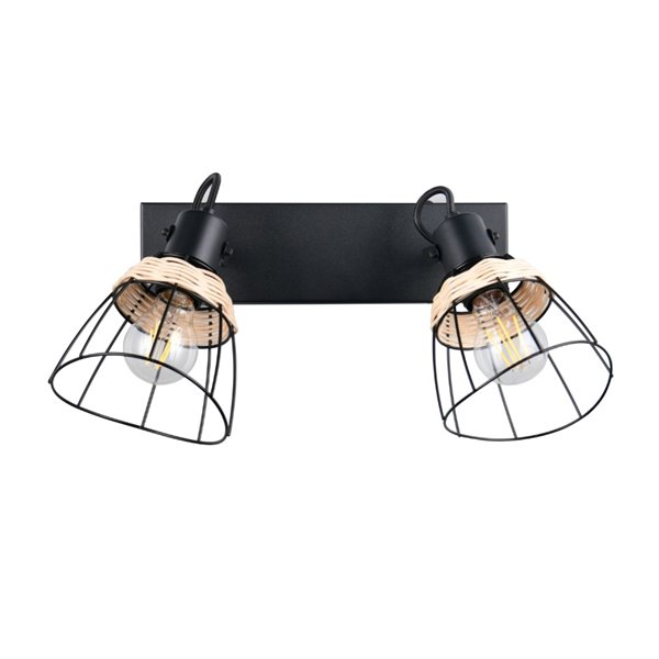 Luminária de teto JEROME com 2 grades e holofotes de vime, lâmpada excl. 2x E27 máx. 10 W IP20