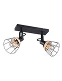 Regleta de techo JEROME con 2 focos de rejilla y rattán bombilla excl. 2x E27 max. 10W IP20