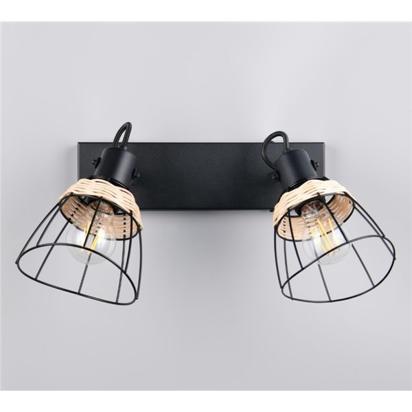 Luminária de teto JEROME com 2 grades e holofotes de vime, lâmpada excl. 2x E27 máx. 10 W IP20