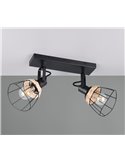 Regleta de techo JEROME con 2 focos de rejilla y rattán bombilla excl. 2x E27 max. 10W IP20