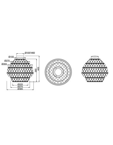 Plafón de techo HIVE cuerda natural bombilla excl. 1x E27 max. 10W IP20