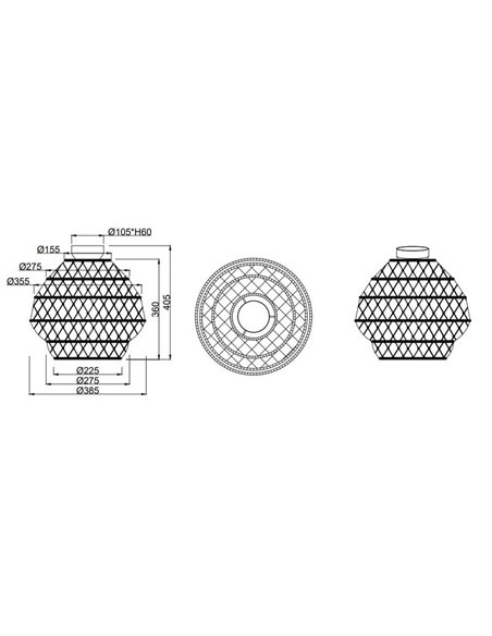 Luminária de teto HIVE, lâmpada de corda natural, excl. 1x E27 máx. 10 W IP20