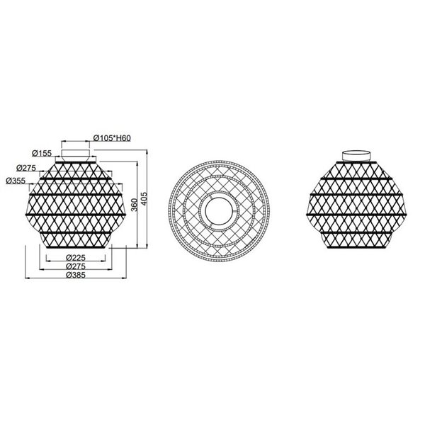 Plafón de techo HIVE cuerda natural bombilla excl. 1x E27 max. 10W IP20