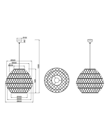 Lámpara de techo HIVE Ø60cm cuerda natural y altura ajustable bombilla excl. 1x E27 max. 60W IP20