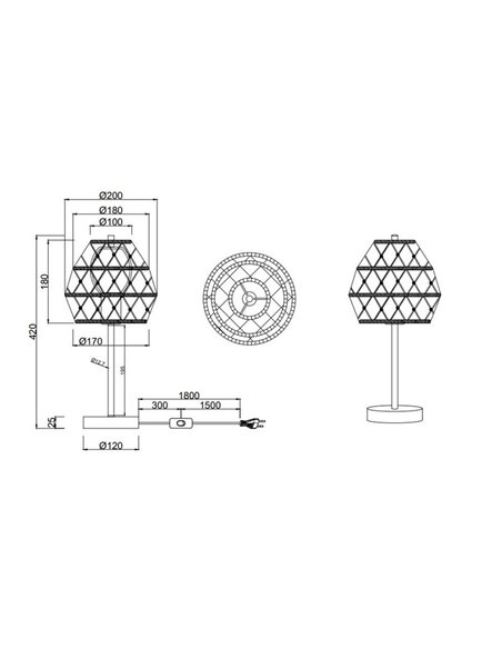 Lámpara de sobremesa HIVE de cuerda natural bombilla excl. 1x E27 max. 10W IP20