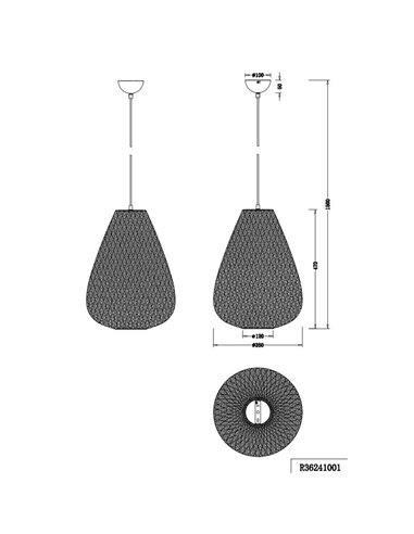 Plafonnier JANINE avec abat-jour en tissu et résille, hauteur réglable et effet de lumière diffuse, ampoule exclue. 1x E27 max.