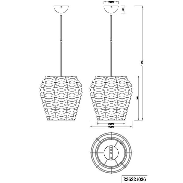 Lámpara de techo fibra natural JEAN altura ajustable bombilla excl. 1x E27 max. 10W IP20