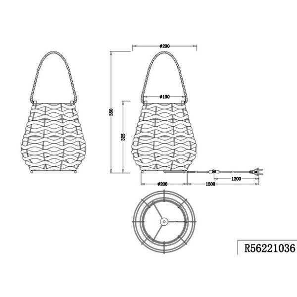 Lampe de table JEAN en fibre naturelle avec poignée pour suspension, ampoule exclue. 1x E27 max. 40 W IP20