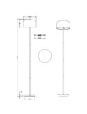 Lámpara de pie LED estilo seta JEFF función táctil y batería recargable USB 2,5W 1x 250lm, 3000K IP20 Marrón