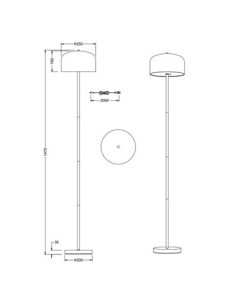 Lámpara de pie LED estilo seta JEFF función táctil y batería recargable USB 2,5W 1x 250lm, 3000K IP20 Marrón