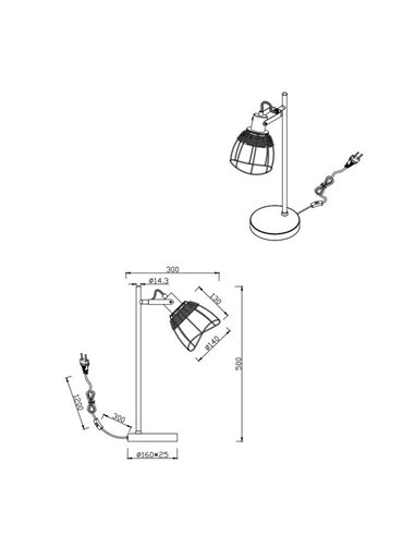 Lámpara de mesa rejilla JEROME detalle rattan bombilla excl. 1x E27 max. 10W IP20
