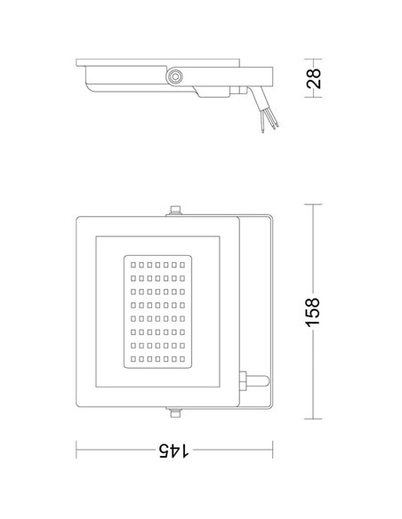 Projecteur extérieur LOIS 30W, noir 3000K/5000K 3200Lm, IP65