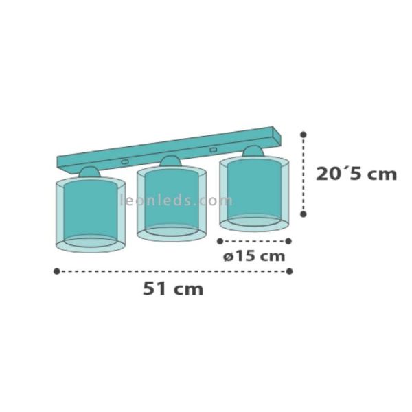 Lámpara 3 Luces de techo infantil Original serie Clouds con 3 pantallas redondas de la marca Dalber 41413H| LeonLeds