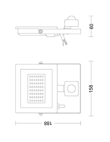 Proyector con sensor de movimiento exterior 30W LOIS, 3000K/5000K 3200Lm