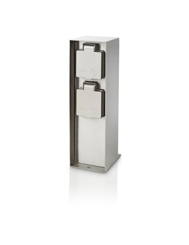 Poste con 2 tomas de corriente ROCK para exterior, con toma de tierra lateral, H: 24,5cm, IP44