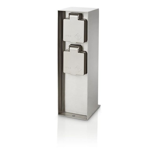 Poste con 2 tomas de corriente ROCK para exterior, con toma de tierra lateral, H: 24,5cm, IP44