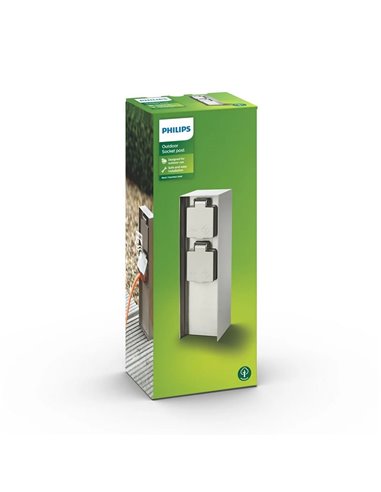Poste con 2 tomas de corriente ROCK para exterior, con toma de tierra lateral, H: 24,5cm, IP44