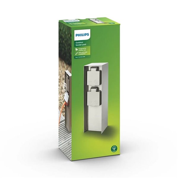 Poste con 2 tomas de corriente ROCK para exterior, con toma de tierra lateral, H: 24,5cm, IP44