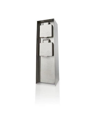 Poste con 2 tomas de corriente ROCK para exterior, con toma de tierra lateral, H: 24,5cm, IP44