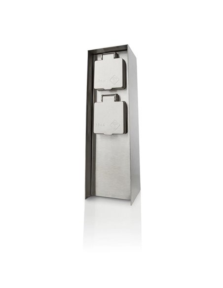 Poste con 2 tomas de corriente ROCK para exterior, con toma de tierra lateral, H: 24,5cm, IP44