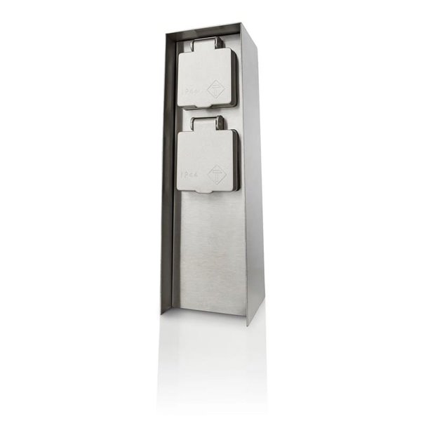 Poste con 2 tomas de corriente ROCK para exterior, con toma de tierra lateral, H: 24,5cm, IP44