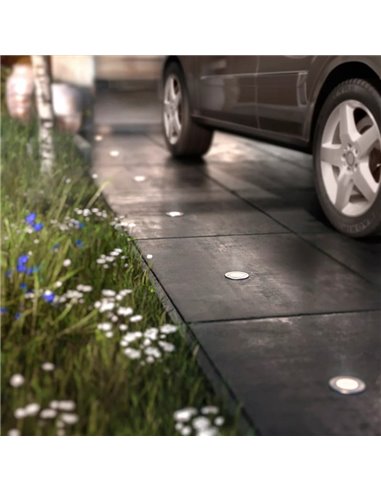 Foco empotrable LED de suelo con punto de tierra MOSS, para exterior, inox 3W 230V