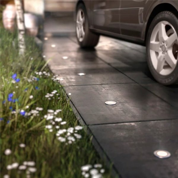 Foco empotrable LED de suelo con punto de tierra MOSS, para exterior, inox 3W 230V