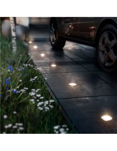 Foco empotrable LED de suelo con punto de tierra MOSS, para exterior, inox 3W 230V