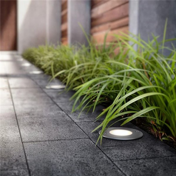 Foco empotrable LED de suelo con punto de tierra MOSS, para exterior, inox 3W 230V