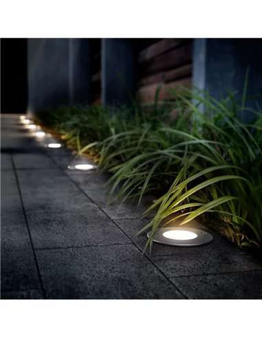 Foco empotrable LED de suelo con punto de tierra MOSS, para exterior, inox 3W 230V