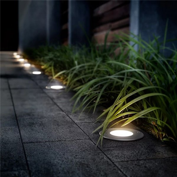 Foco empotrable LED de suelo con punto de tierra MOSS, para exterior, inox 3W 230V