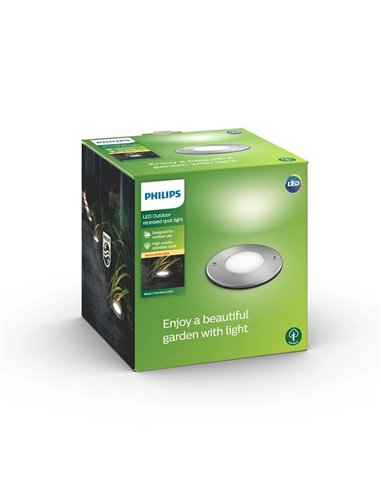 Spot LED MOSS de embutir no chão com ponto de aterramento, para uso externo, aço inoxidável 3W 230V