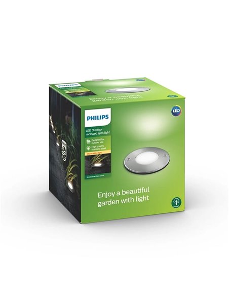 Spot LED encastrable au sol MOSS avec point de sol, pour usage extérieur, inox 3W 230V