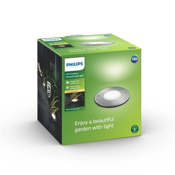Foco empotrable LED de suelo con punto de tierra MOSS, para exterior, inox 3W 230V