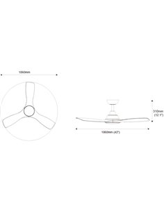 Ventilador LED de techo blanco OLAS, dimable, 42" 30W+24W, con mando a distancia 2