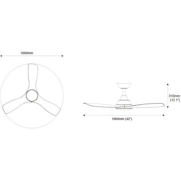 Ventilador LED de techo blanco OLAS, dimable, 42" 30W+24W, con mando a distancia