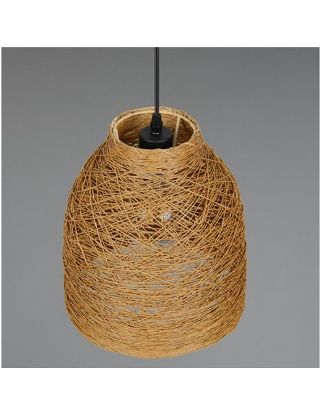 Luminária pendente JOELINE feita de fio de papel natural, lâmpada ajustável em altura, exceto 1x E27 máx. 10 W IP20