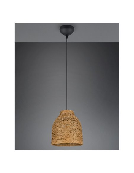 Luminária pendente JOELINE feita de fio de papel natural, lâmpada ajustável em altura, exceto 1x E27 máx. 10 W IP20