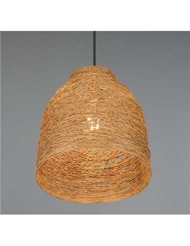 Luminária pendente JOELINE feita de fio de papel natural, lâmpada ajustável em altura, exceto 1x E27 máx. 10 W IP20