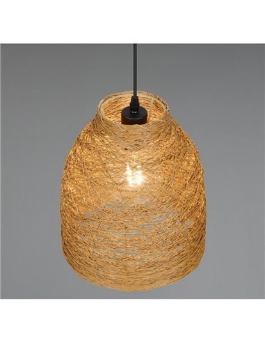 Luminária pendente JOELINE feita de fio de papel natural, lâmpada ajustável em altura, exceto 1x E27 máx. 10 W IP20